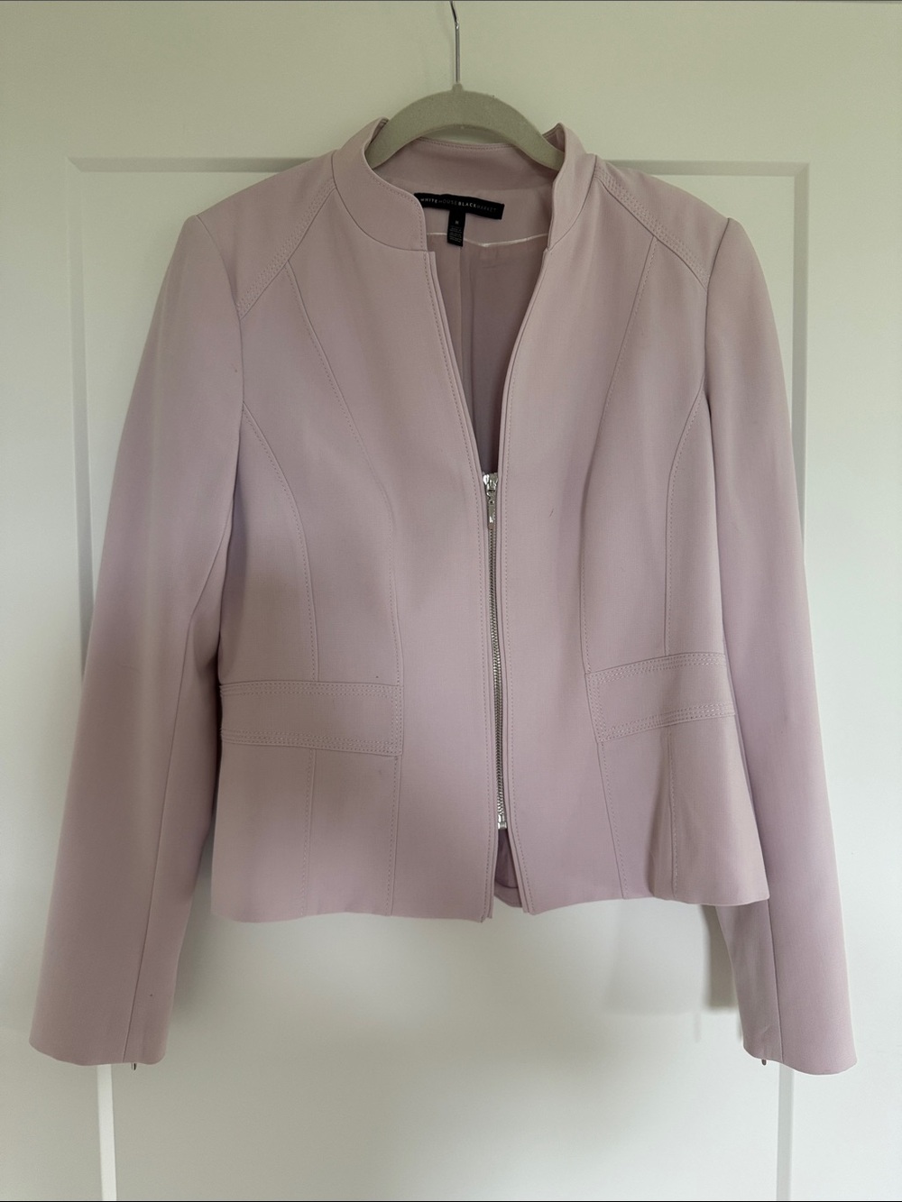 White House Black Market Pale Pink Zip-Front Blazer
